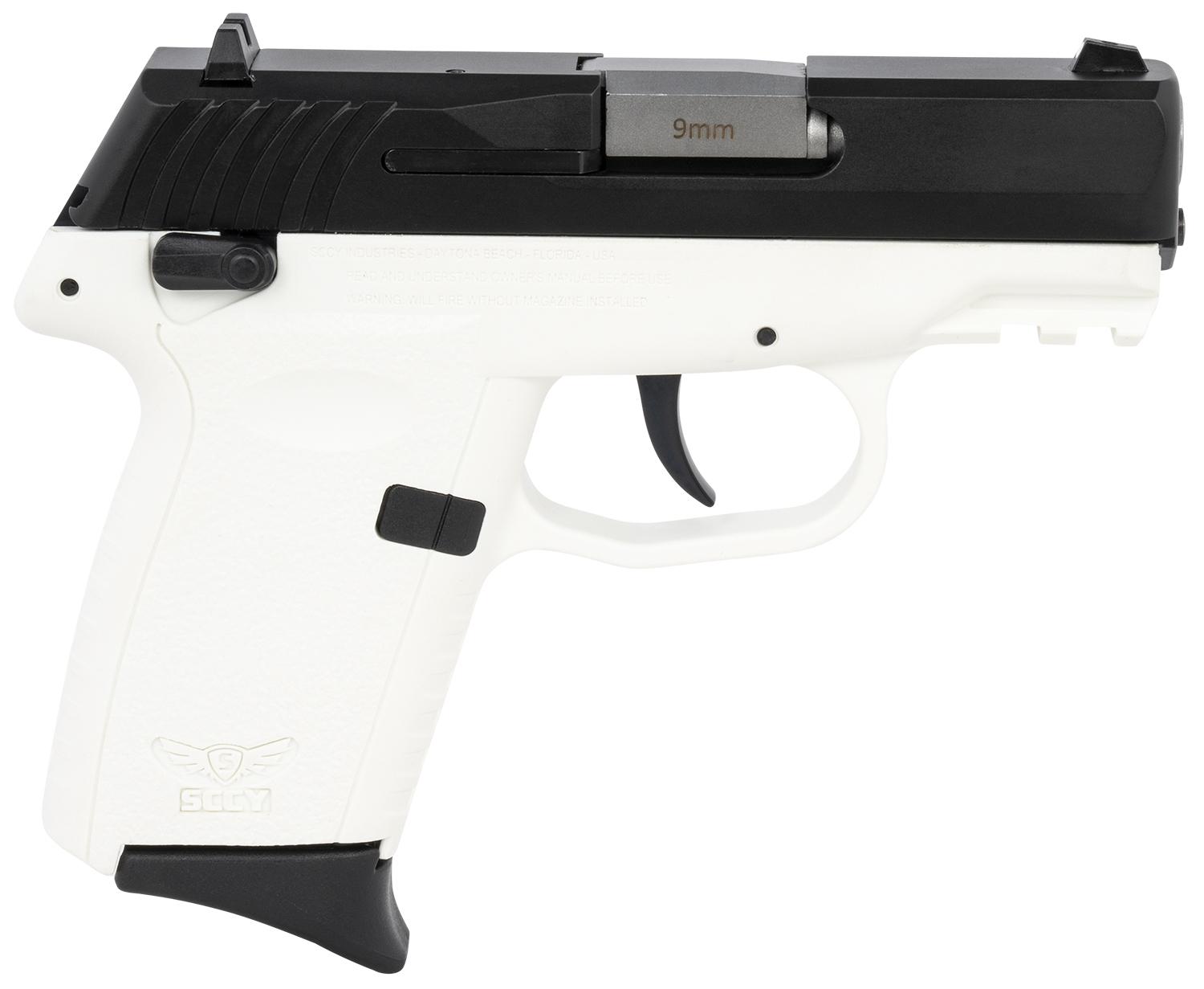 SCCY Industries CPX-1 Gen3 Pistol CPX1CBWTG3, 9mm Luger, 3.10", White Grips, Black Nitride Finish, 10 Rds