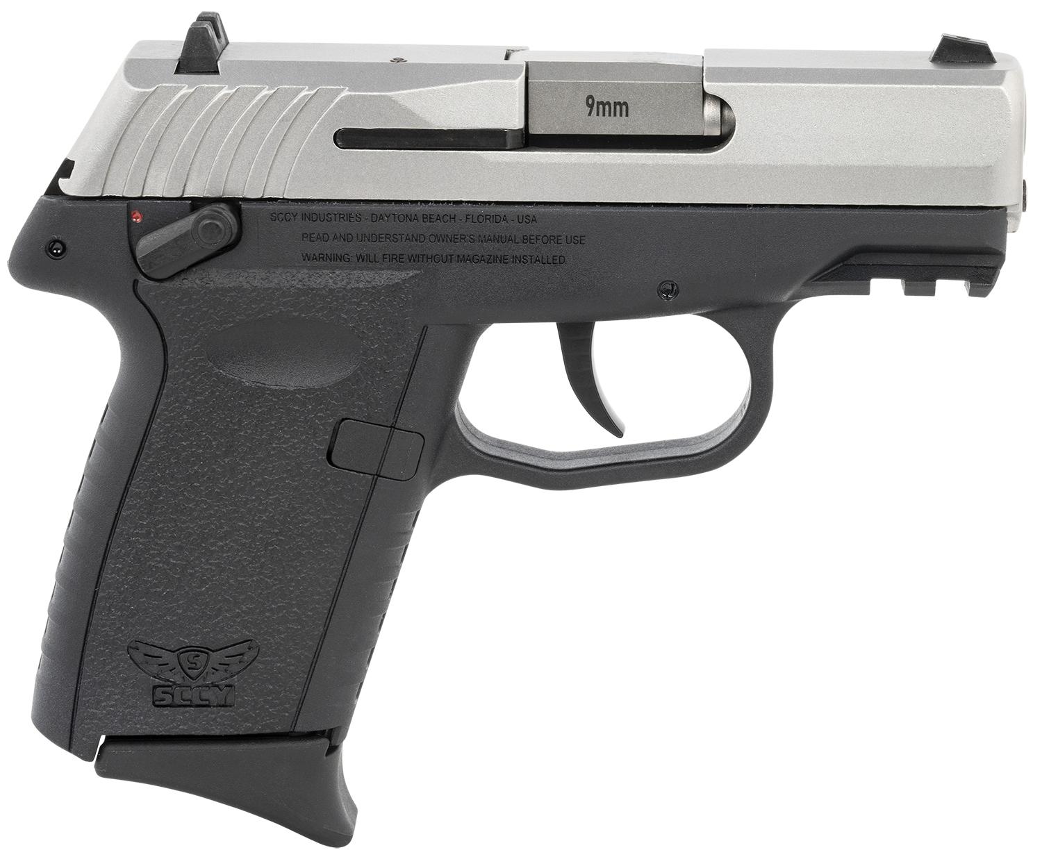 SCCY Industries CPX-1 Gen3 Pistol CPX1TTBKG3, 9mm Luger, 3.10", Black Grips, Stainless Steel Finish, 10 Rds