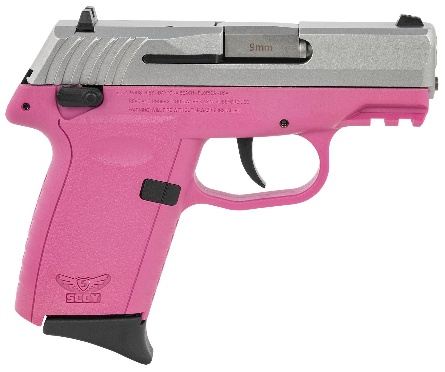 SCCY Industries CPX-1 Gen3 Pistol CPX1TTPKG3, 9mm Luger, 3.10", Pink Polymer Grips, Stainless Finish, 10 Rds