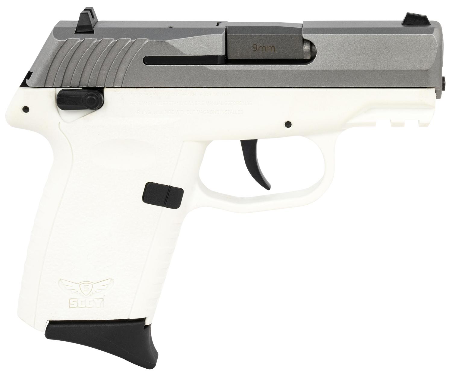 SCCY Industries CPX-1 Gen3 Pistol CPX1TTWTG3, 9mm Luger, 3.10", White Grips, Stainless Steel Finish, 10 Rds