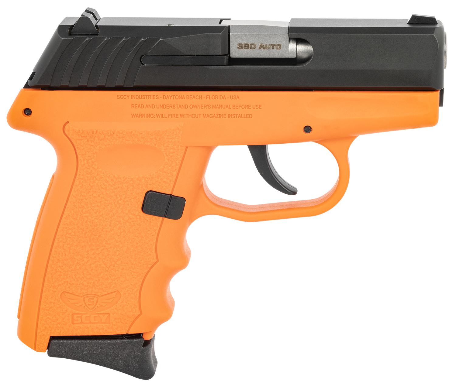 SCCY Industries CPX-3 Pistol CPX3CBOR, 380 ACP, 3.10", Orange Polymer Grips, Black Nitride Finish, 10 Rds
