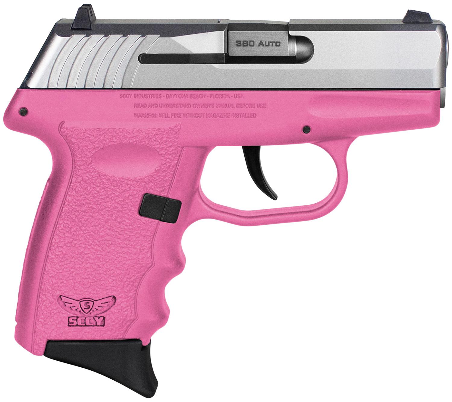SCCY Industries CPX-3 Pistol CPX3TTPK, 380 ACP, 3.10", Pink Polymer Grips, Stainless Steel Finish, 10 Rds
