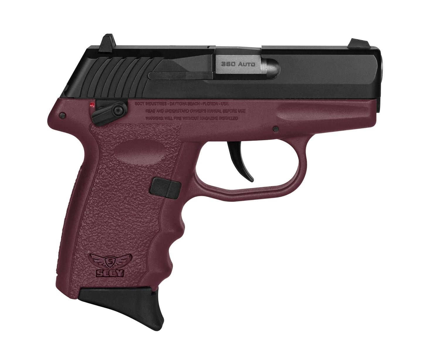 SCCY Industries CPX-4 Pistol CPX4CBCR, 380 ACP, 2.96", Crimson Red Polymer Grips, Black Nitride Finish, 10 Rds