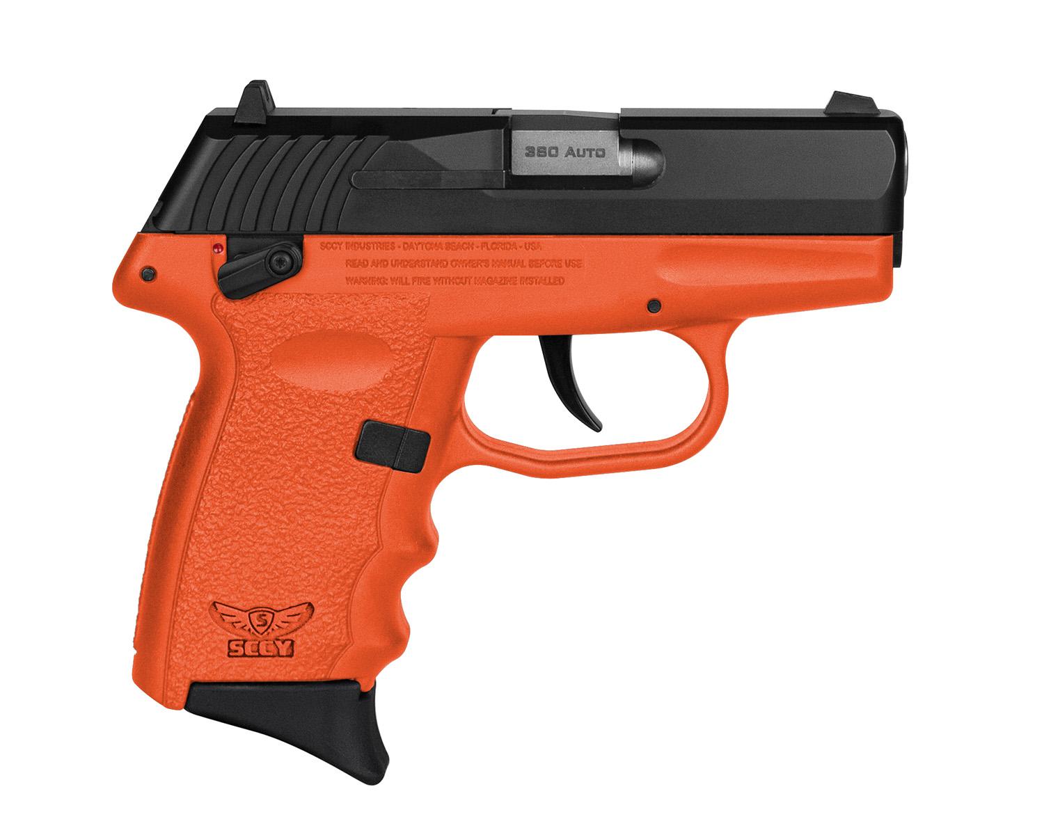 SCCY Industries CPX-4 Pistol CPX4CBOR, 380 ACP, 2.96", Orange Polymer Grips, Black Nitride Finish, 10 Rds