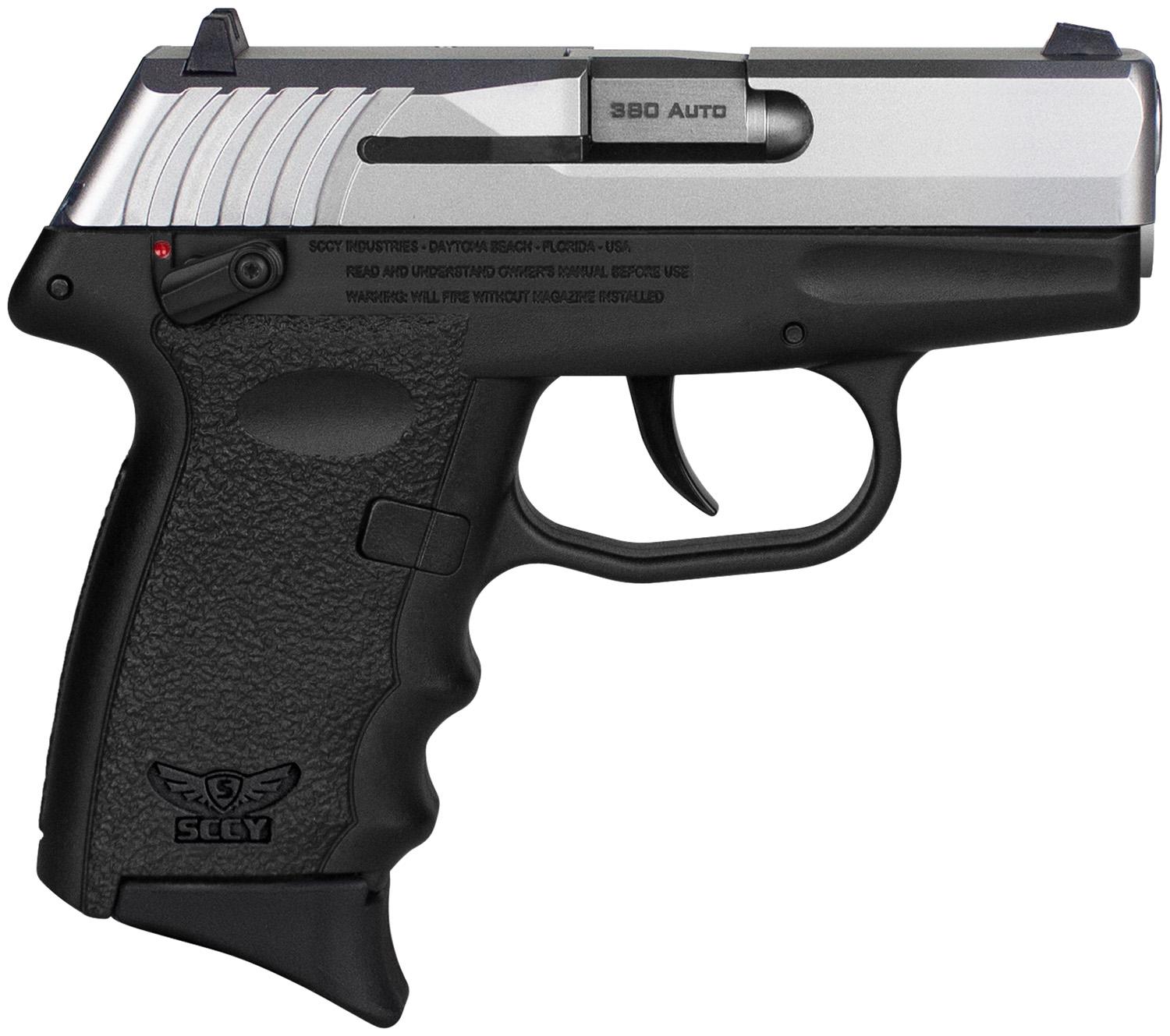 SCCY Industries CPX-4 Pistol CPX4TTBK, 380 ACP, 2.96", Black Polymer Grips, Stainless Steel Finish, 10 Rds