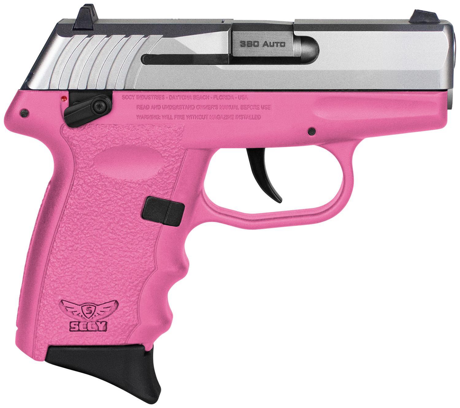 SCCY Industries CPX-4 Pistol CPX4TTPK, 380 ACP, 2.96", Pink Polymer Grips, Stainless Steel Finish, 10 Rds