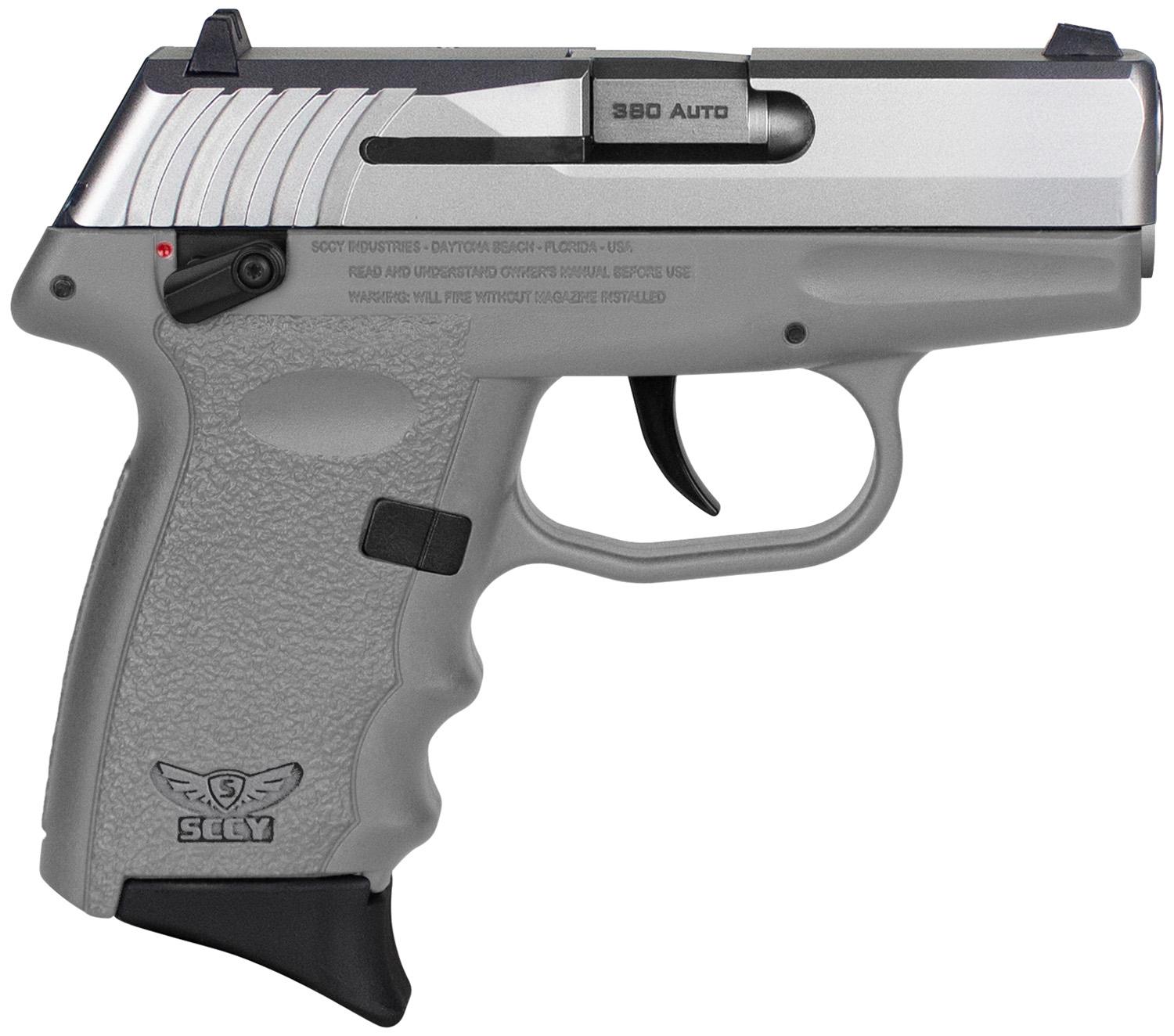 SCCY Industries CPX-4 Pistol CPX4TTSG, 380 ACP, 2.96", Sniper Gray Polymer Grips, Stainless Finish, 10 Rds