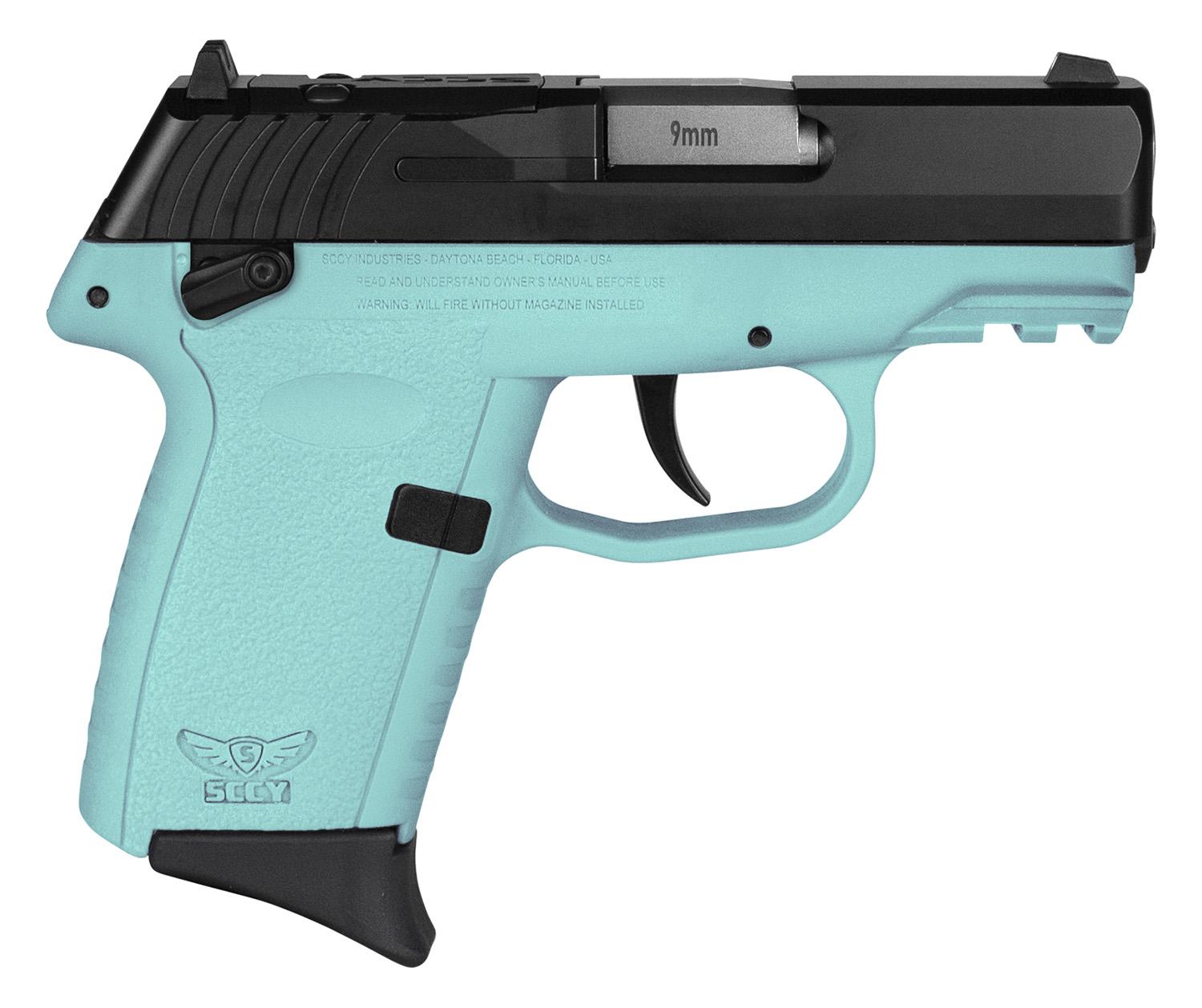 SCCY Industries CPX-1 Gen3 RDR Pistol CPX1CBSBRDRG3, 9mm Luger, 3.10", Blue Grips, Black Finish, 10 Rds