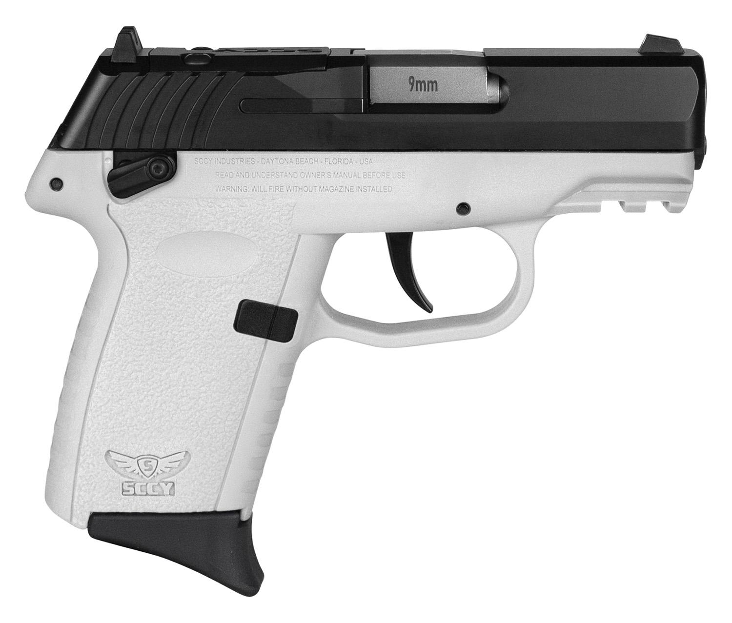 SCCY Industries CPX-1 Gen3 RDR Pistol CPX1CBWTRDRG3, 9mm Luger, 3.10", White Grips, Black Finish, 10 Rds