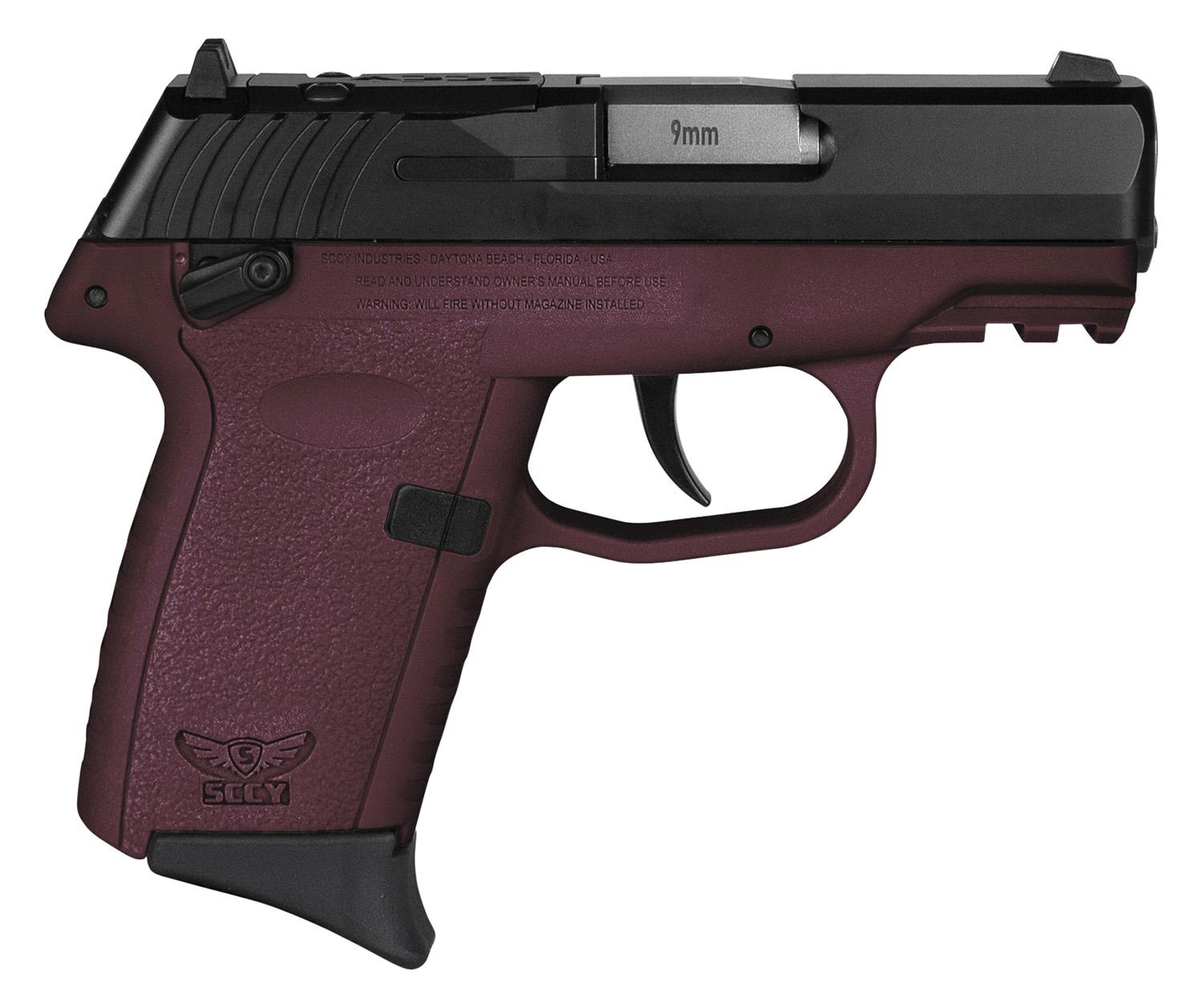 SCCY Industries CPX-1 Gen3 RDR Pistol CPX1CBCRRDRG3, 9mm, 3.10", Crimson Grips, Black Finish, 10 Rds