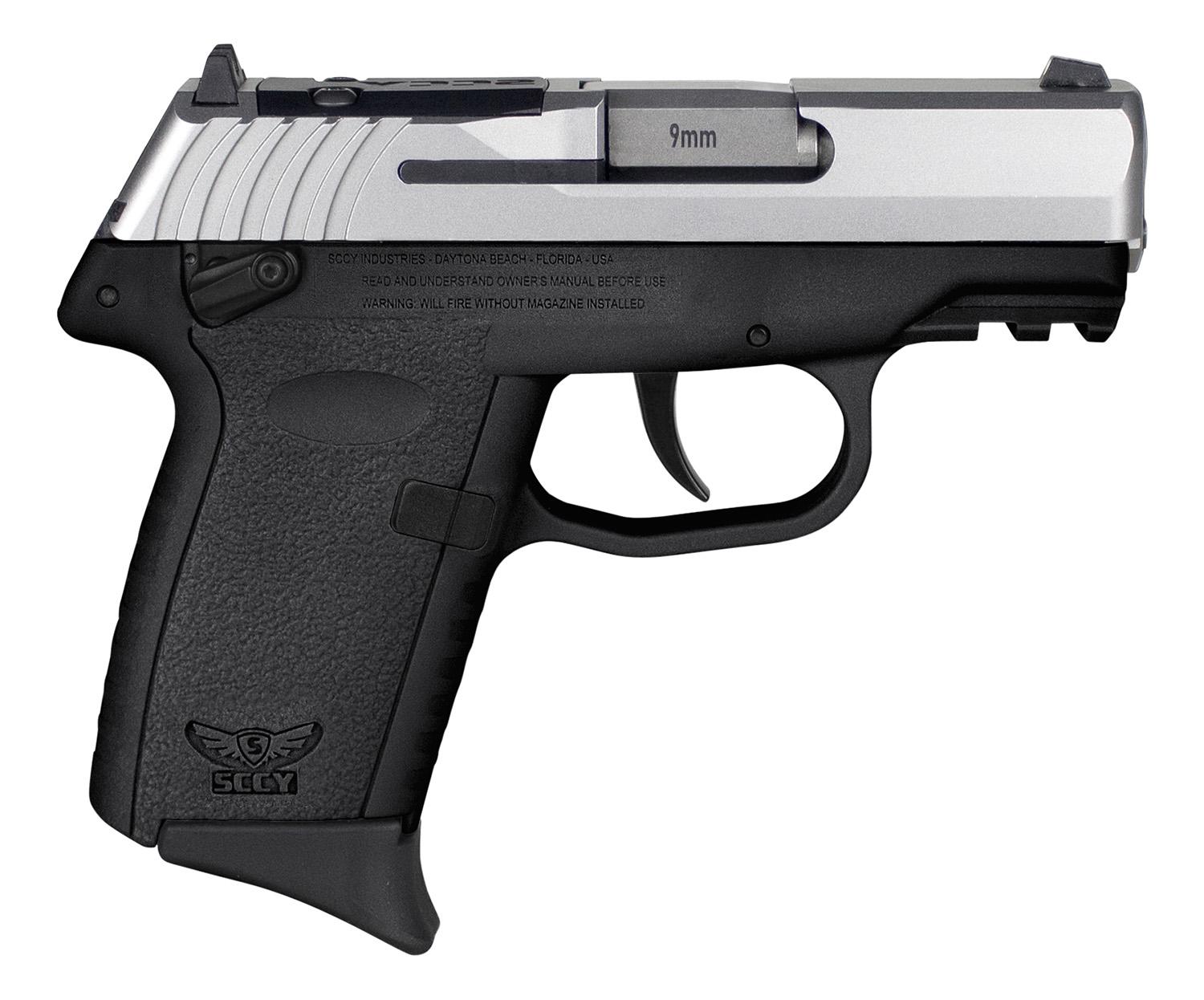 SCCY Industries CPX-1 Gen3 RDR Pistol CPX1TTBKRDRG3, 9mm, 3.10", Black Grips, Stainless Finish, 10 Rds