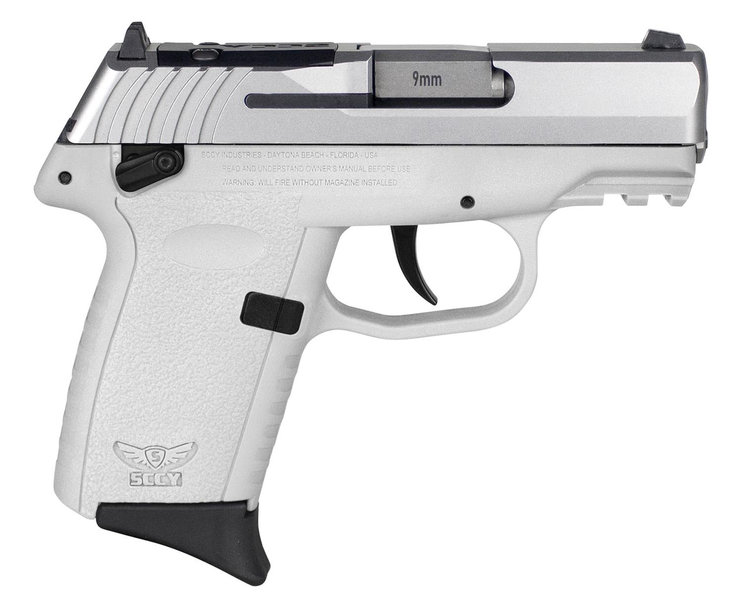 SCCY Industries CPX-1 Gen3 RDR Pistol CPX1TTWTRDRG3, 9mm, 3.10", White Grips, Stainless Finish, 10 Rds