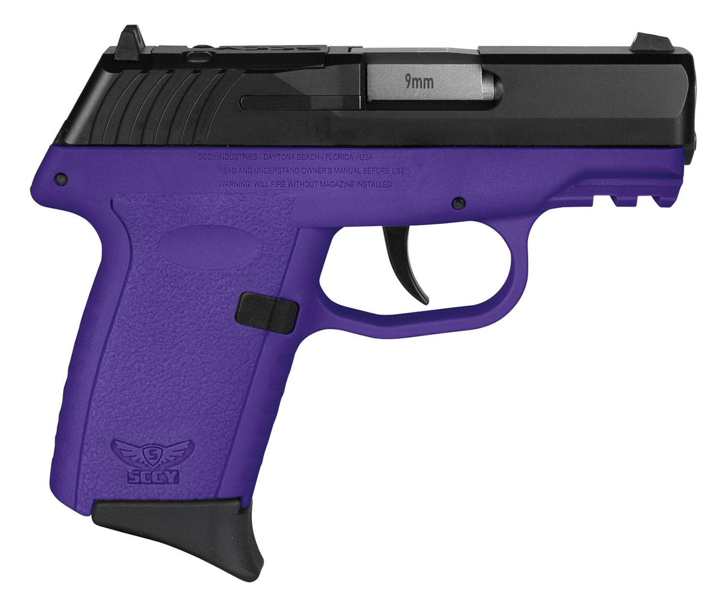 SCCY Industries CPX-2 Gen3 RDR Pistol CPX2CBPURDRG3, 9mm Luger, 3.10", Purple Grips, Black Finish, 10 Rds