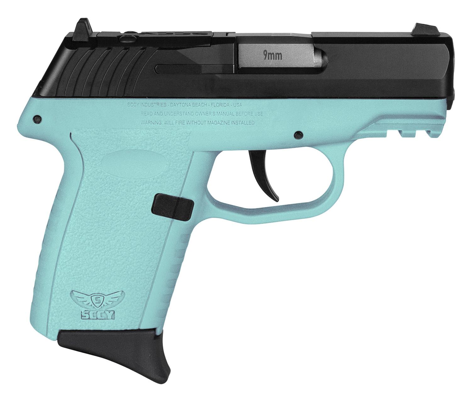 SCCY Industries CPX-2 Gen3 RDR Pistol CPX2CBSBRDRG3, 9mm, 3.10", SCCY Blue Grips, Black Finish, 10 Rds