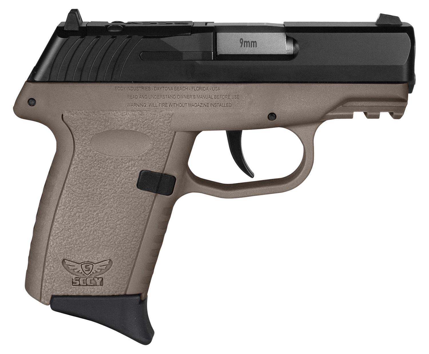 SCCY Industries CPX-2 Gen3 RDR Pistol CPX2CBDERDRG3, 9mm, 3.10", FDE Grips, Black Nitride Finish, 10 Rds