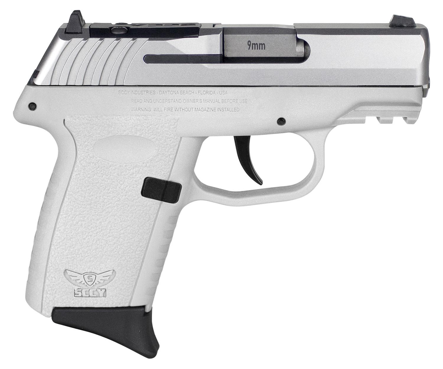 SCCY Industries CPX-2 Gen3 RDR Pistol CPX2TTWTRDRG3, 9mm, 3.10", White Grips, Stainless Finish, 10 Rds