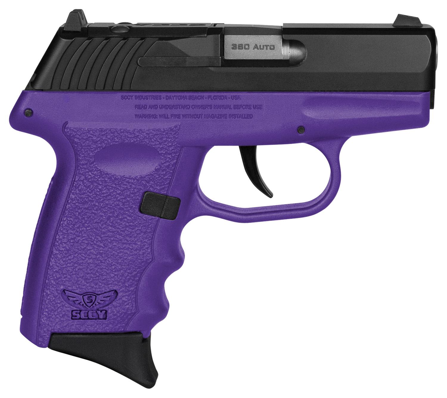 SCCY Industries CPX-3 RD Pistol CPX3CBPURDRG3, 380 ACP, 2.96", Purple Grips, Black Nitride Finish, 10 Rds
