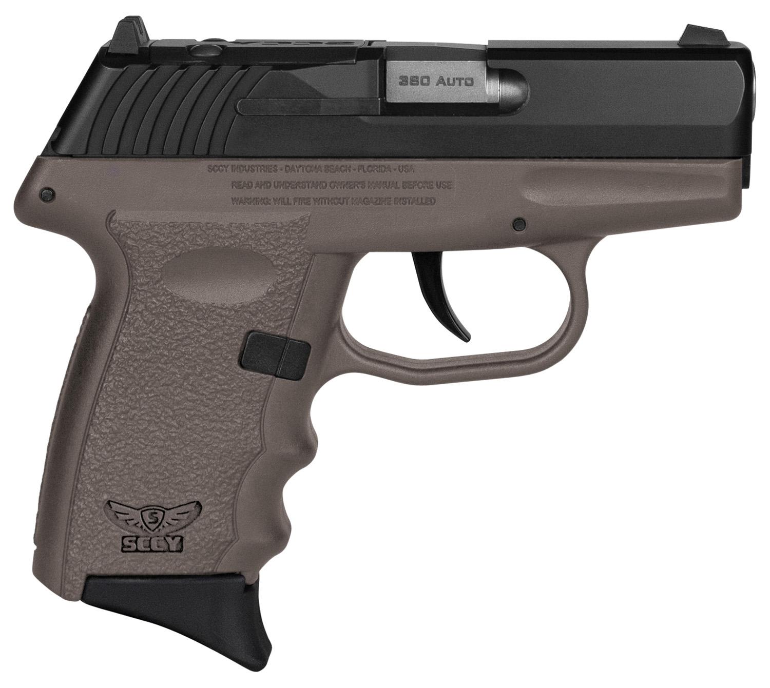 SCCY Industries CPX-3 RD Pistol CPX3CBDERDRG3, 380 ACP, 2.96", Flat Dark Earth Grips, Black Finish, 10 Rds
