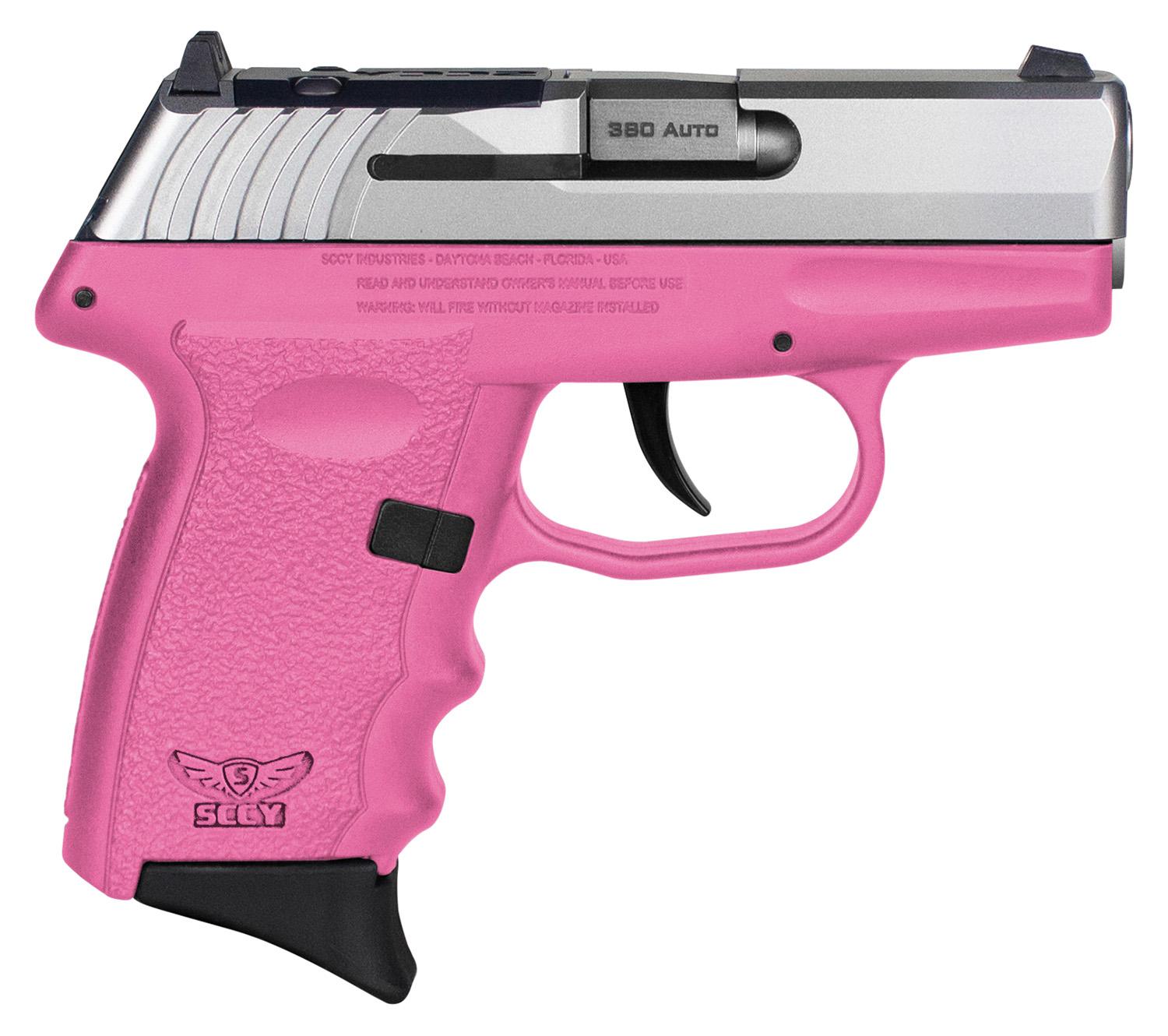 SCCY Industries CPX-3 RD Pistol CPX3TTPKRDRG3, 380 ACP, 2.96", Pink Grips, Stainless Steel Finish, 10 Rds