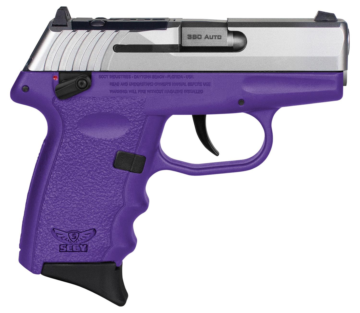 SCCY Industries CPX-4 RD Pistol CPX4TTPURDRG3, 380 ACP, 2.96", Purple Polymer Grips, Stainless Finish, 10 Rds