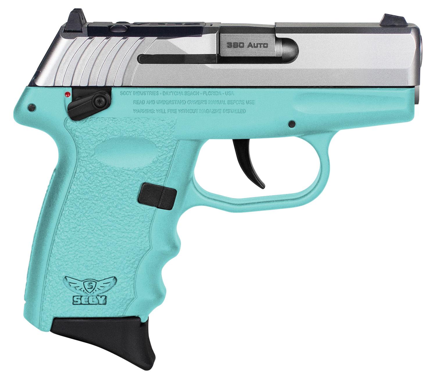 SCCY Industries CPX-4 RD Pistol CPX4TTSBRDRG3, 380 ACP, 2.96", Blue Polymer Grips, Stainless Finish, 10 Rds