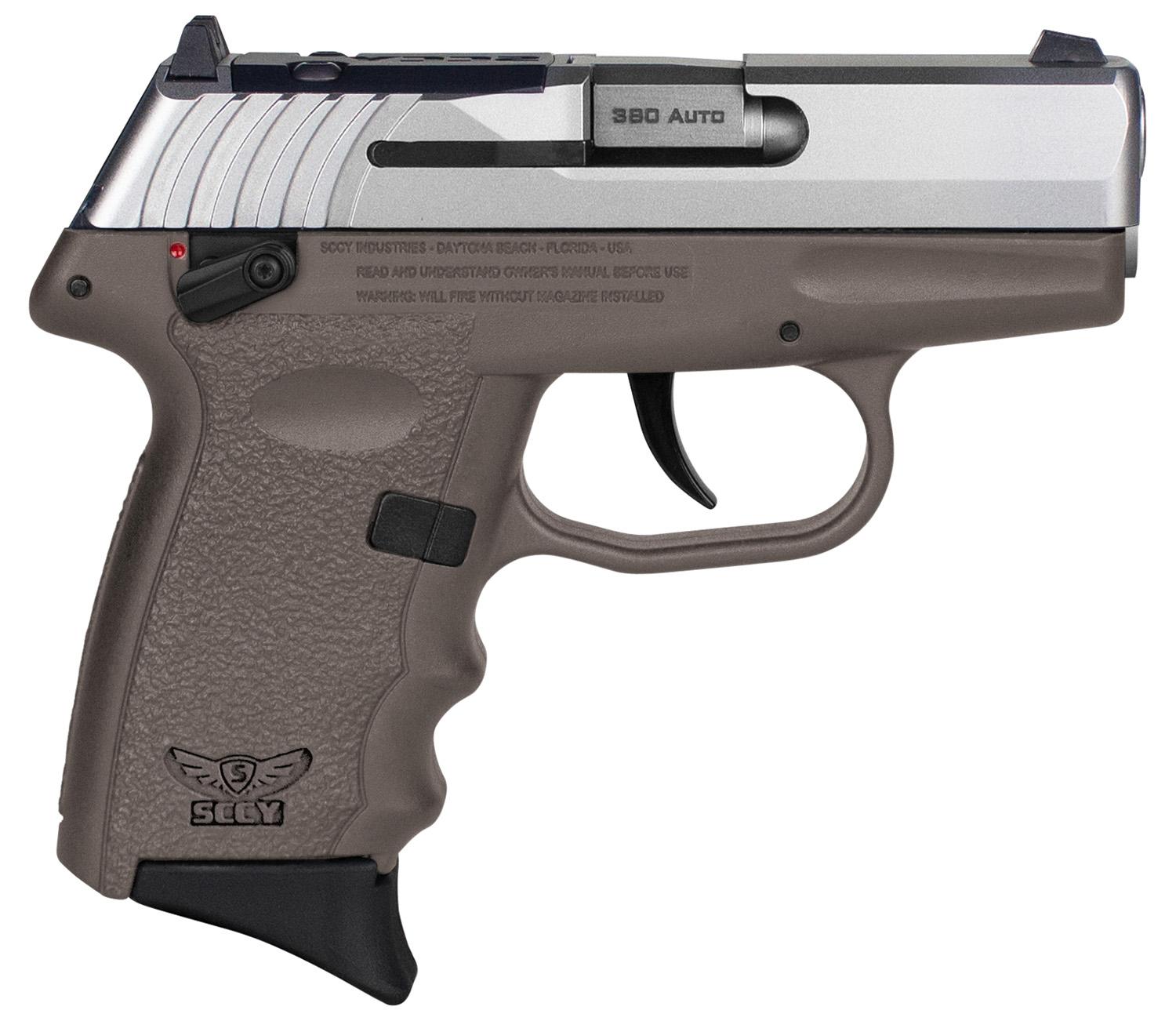 SCCY Industries CPX-4 RD Pistol CPX4TTDERDRG3, 380 ACP, 2.96", FDE Polymer Grips, Stainless Finish, 10 Rds