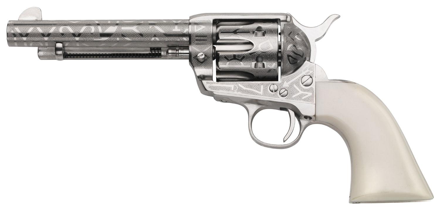 Taylors 1873 Cattle Brand Revolver 200060, 357 Mag, 5.50", Nickel-Plated Engraved Steel, 6rd