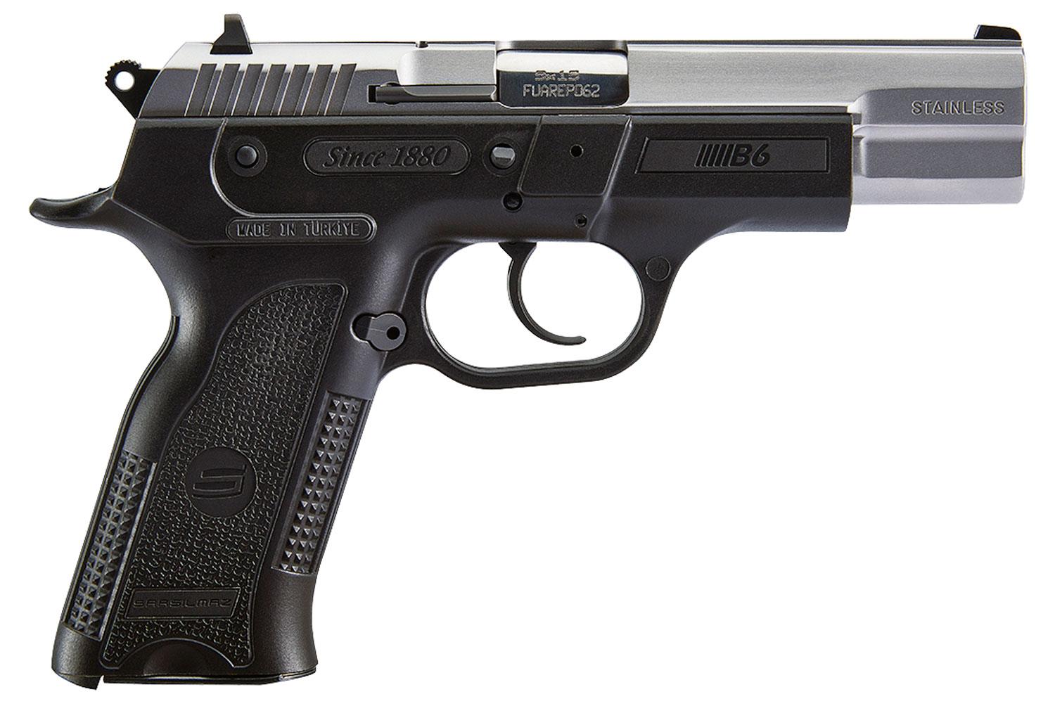 SAR B6 SA/DA Pistol B69ST, 9mm Luger, 4.50", Stainless Slide, Polymer Grips, Black Finish, 17 Rds