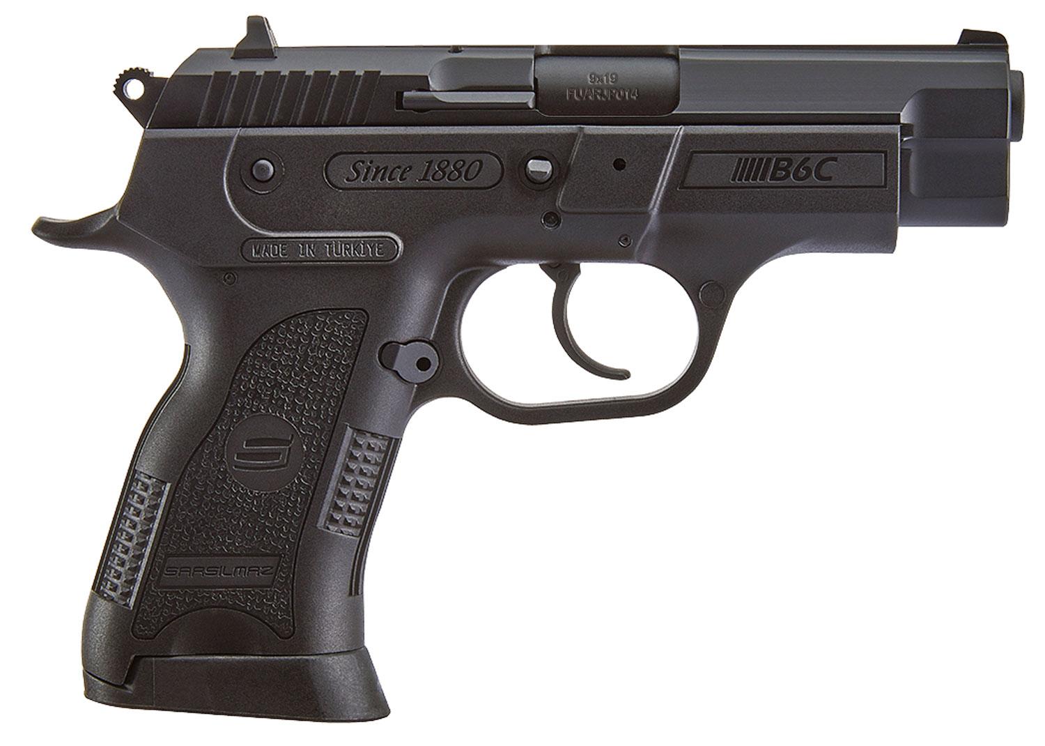 SAR B6C Compact SA/DA Pistol B6C9BL, 9mm Luger, 3.80", Polymer Grips, Black Finish, 13 Rds