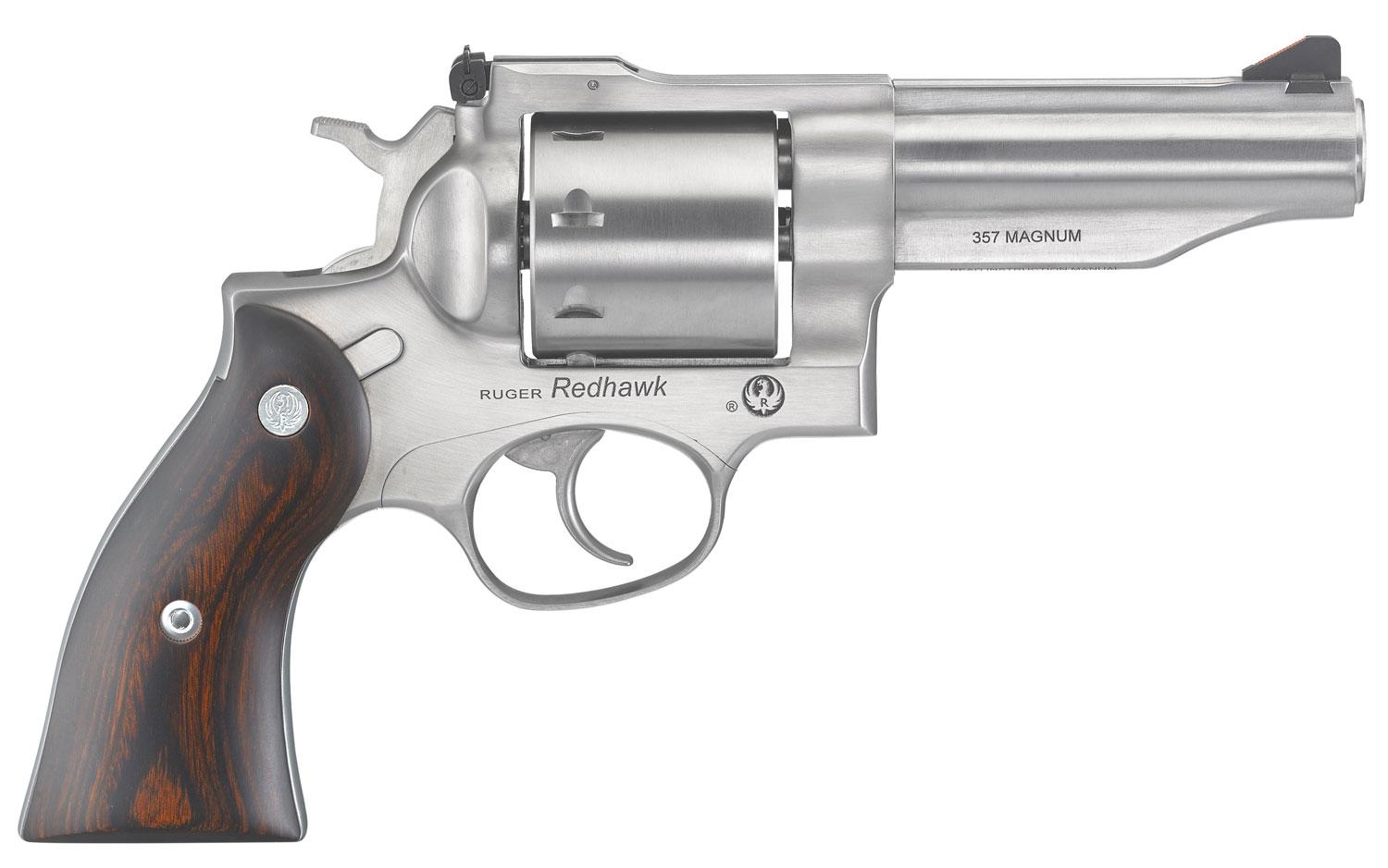 Ruger Redhawk MA Compliant Revolver 5059, 357 Mag, 4.20", Hardwood Grips, Satin Stainless Finish, 8rd
