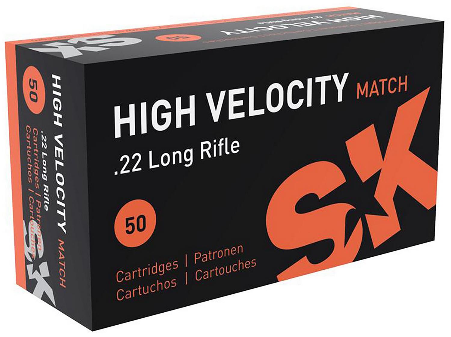 SK Rimfire Ammunition 420137, 22 LR, High Velocity Match, 40 gr, 1263 fps, 50 Rds/Bx