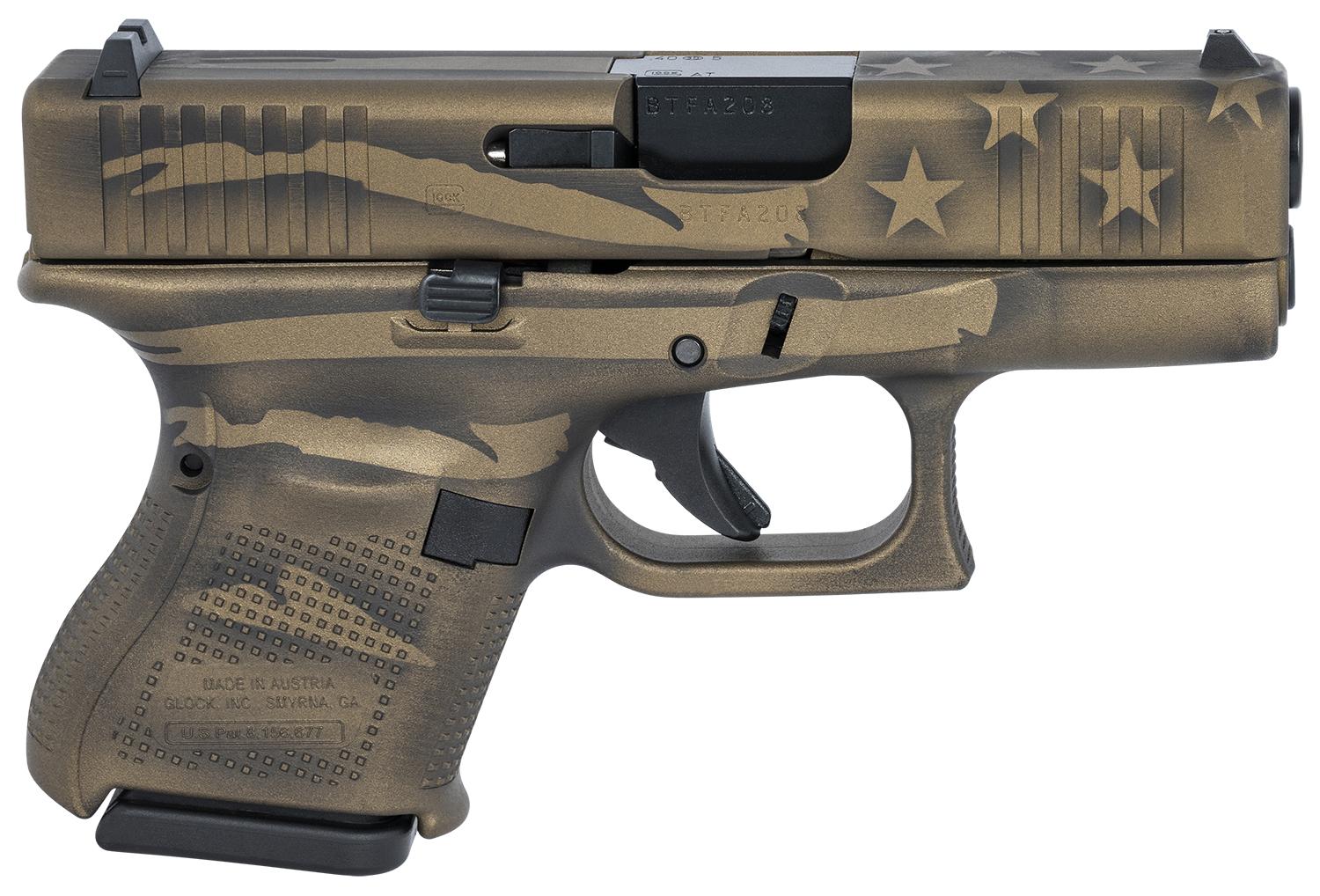 Glock 27 Gen5 Pistol PA275S204BBBWFLAG, 40 S&W, 3.43", Coyote Battle Worn Flag Cerakote Finish, 9 Rds