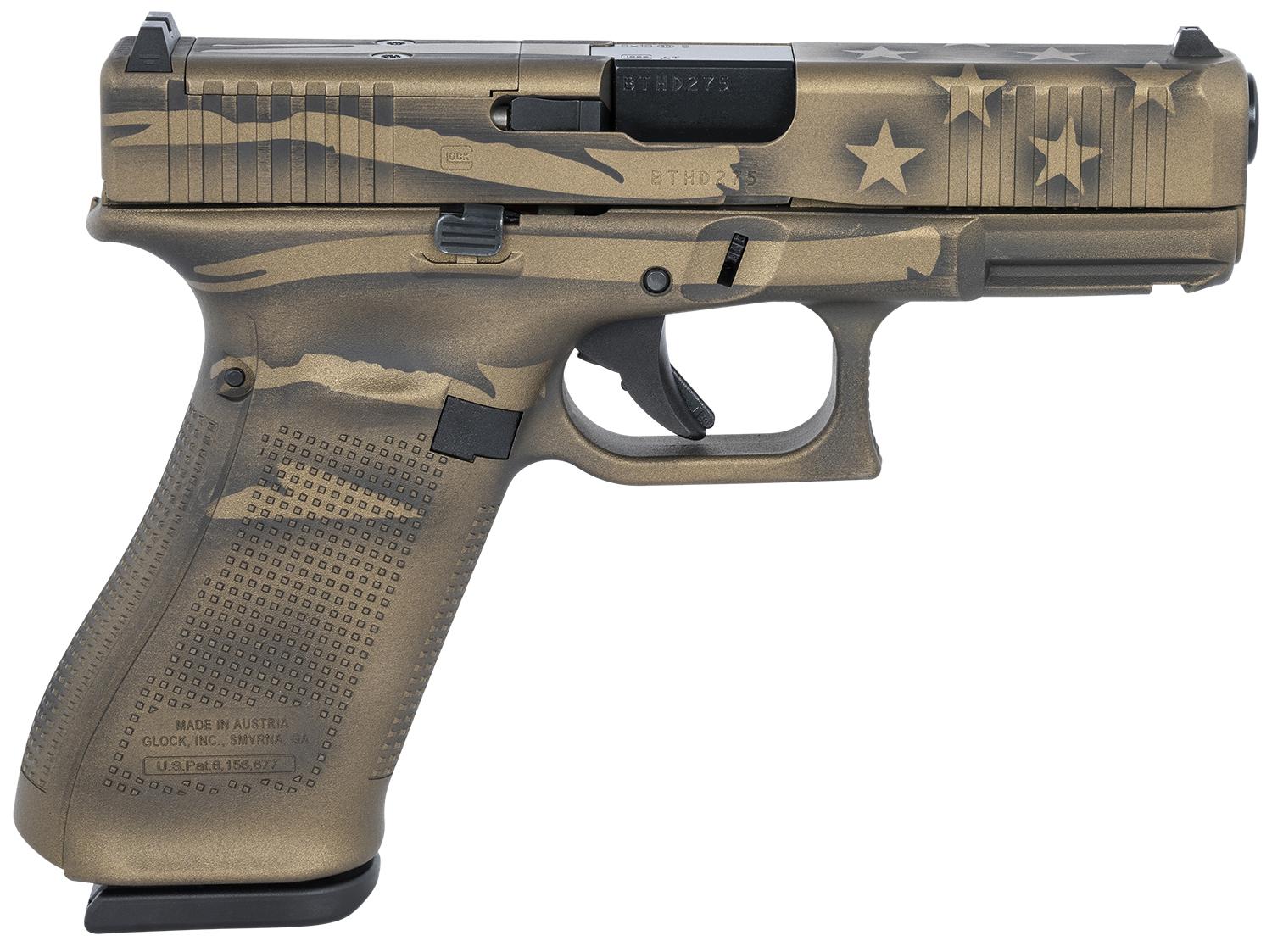 Glock 45 Pistol PA455S204MOSBBBWFLAG, 9mm, 4.02", Coyote Battle Worn Flag Finish, 17 Rds