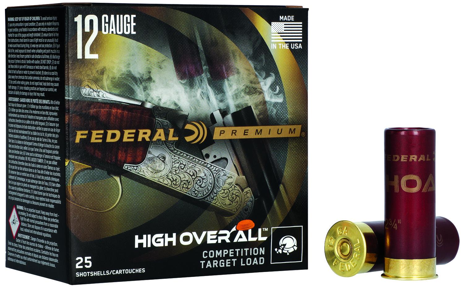 Federal Premium High Over All Target Shotshells HOA12HC18, 12 Gauge, 2-3/4", 1 oz, 1290 fps, #8 Shot, 25 Rds/Bx