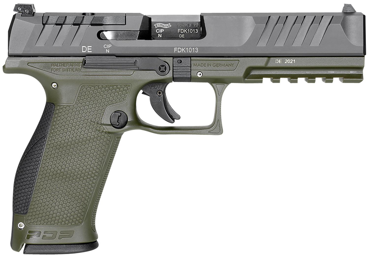 Walther PDP Optic Ready Pistol 2858363, 9mm Luger, 4.50", Duty Textured Polymer Grips, Green Finish, 18 Rds