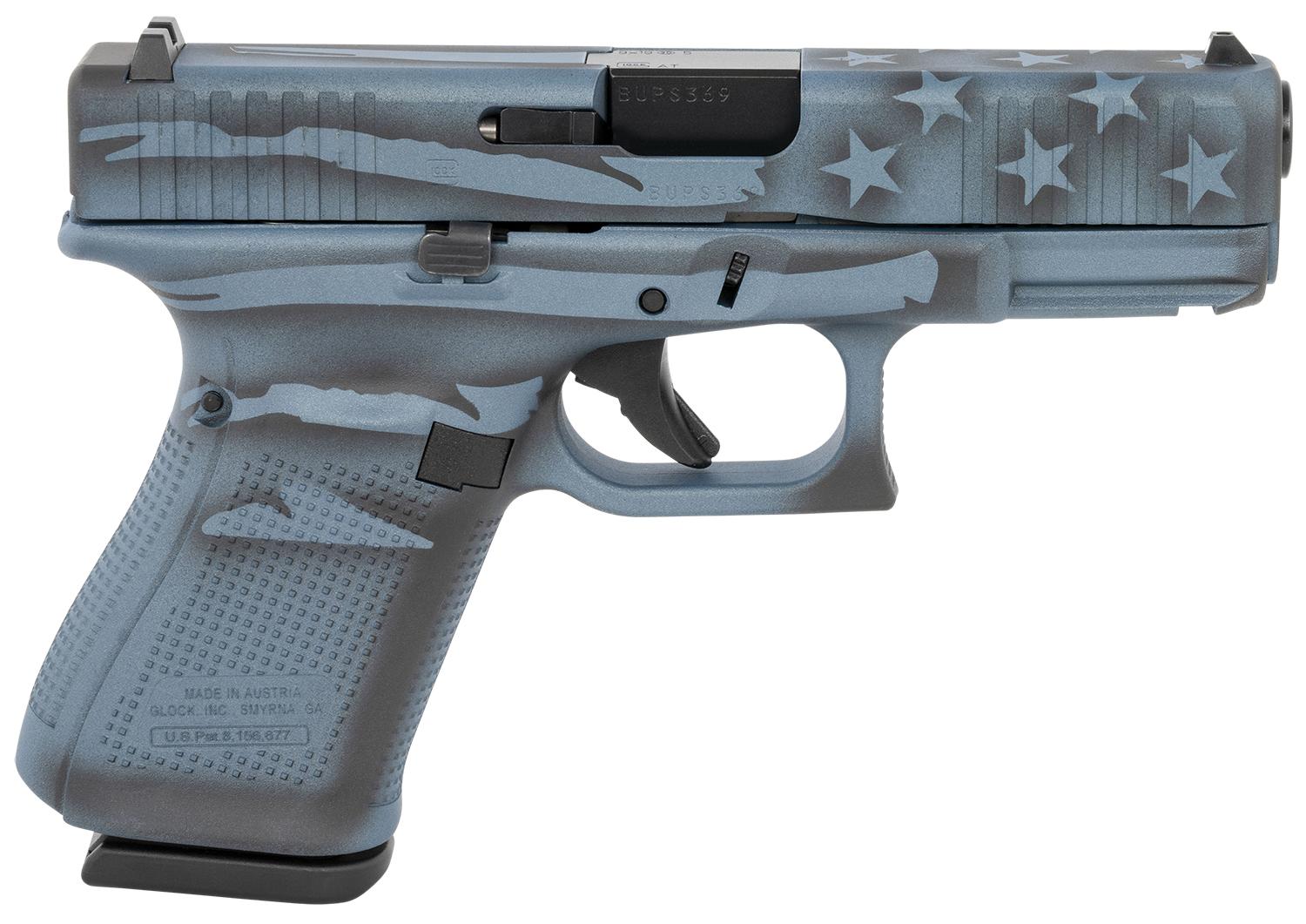 Glock 19 Gen5 Pistol PA195S204BTFLAG, 9mm, 4.02", Blue Titanium Flag Cerakote Finish, 15 Rds