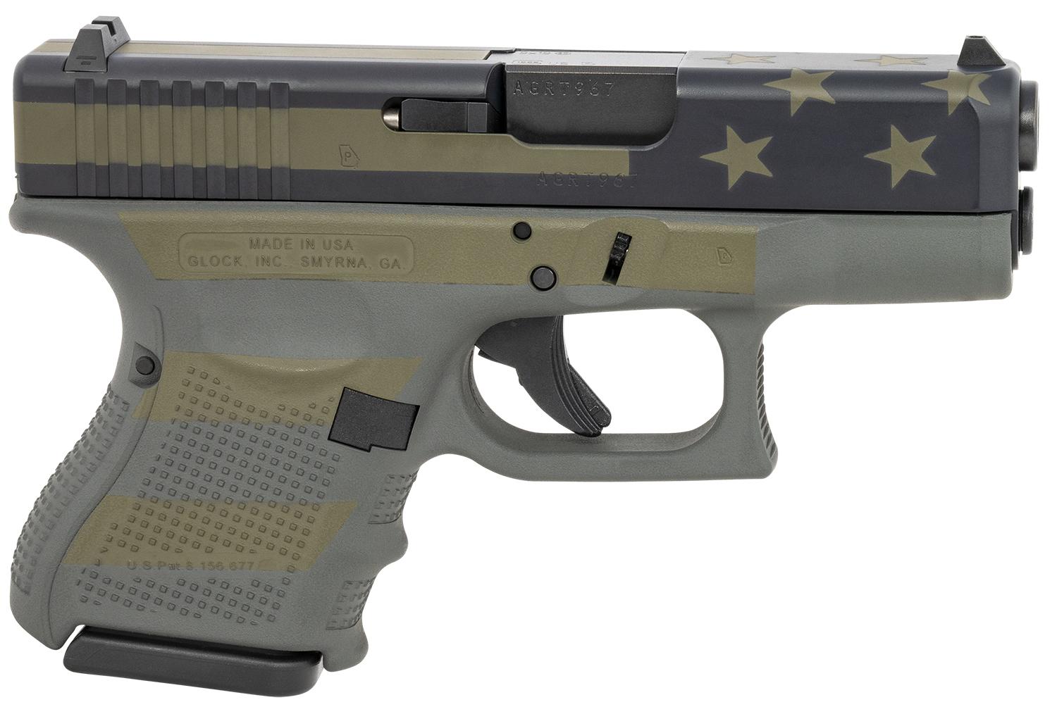 Glock G26 Gen4 Subcompact Pistol UG2650204OP, 9mm Luger, 3.43", Operator Flag Cerakote Finish, 10 Rds