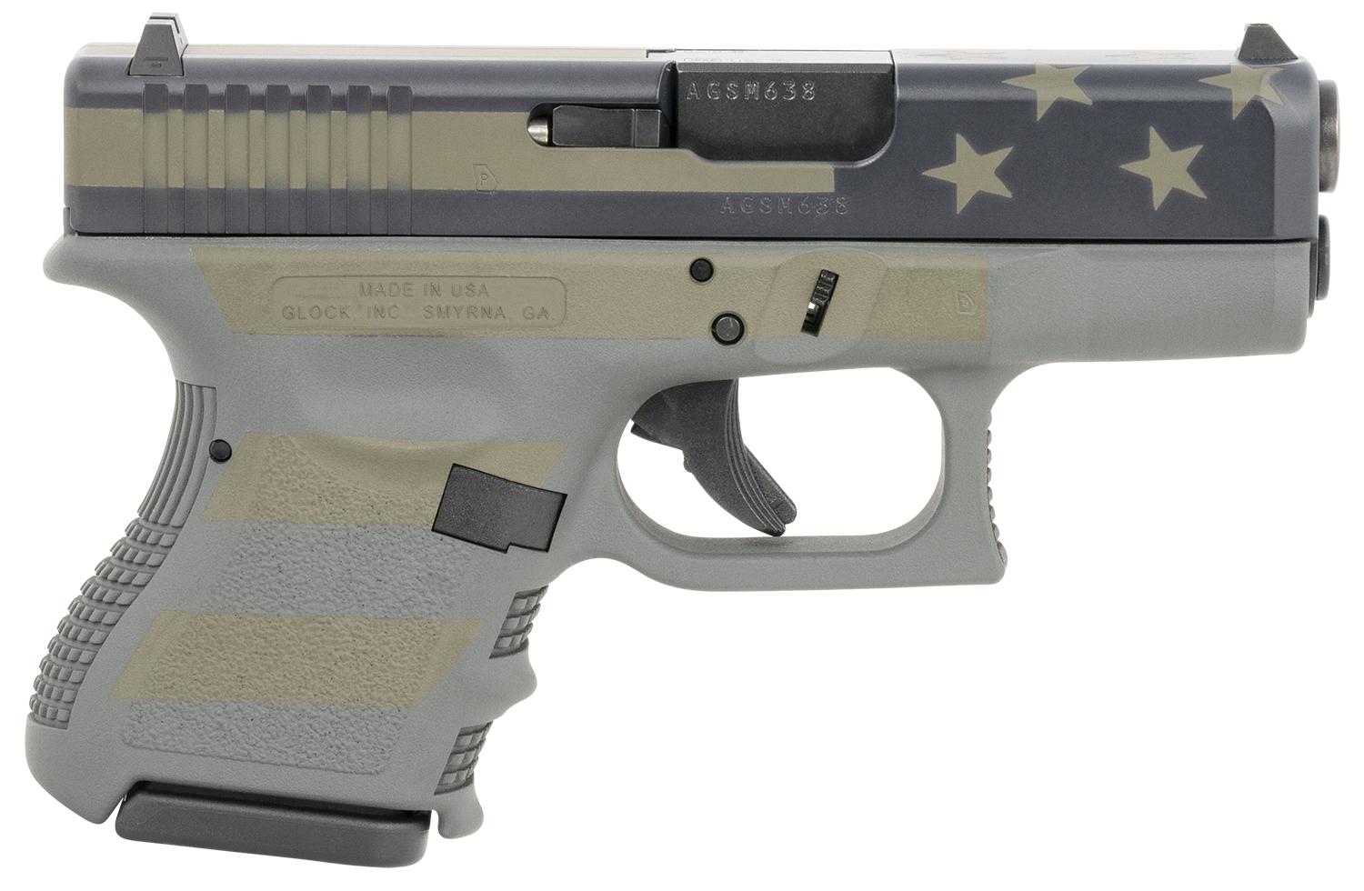 Glock G26 Gen3 Subcompact UI2650204OP, 9mm Luger, 3.43", Textured Grips, Operator Flag Cerakote Finish, 10 Rds