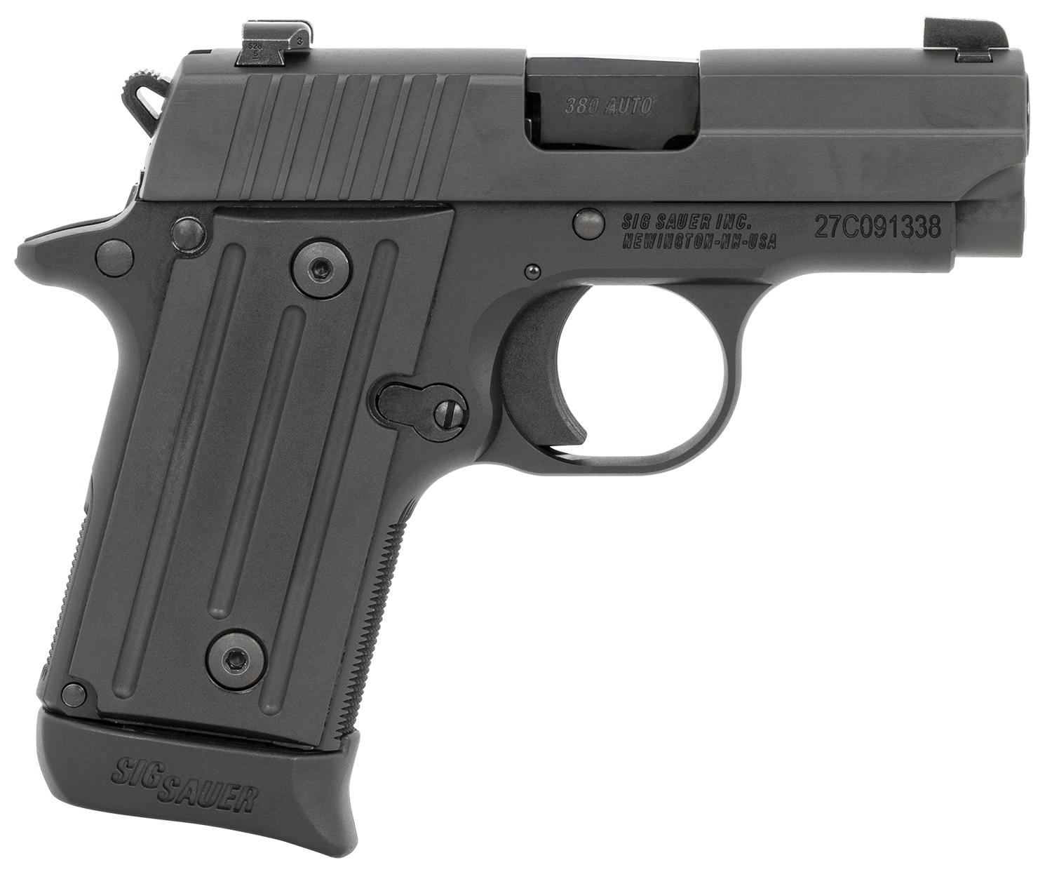 Sig P238 Pistol P238380A, 380 ACP, 2.70", Black Polymer Grips, Black Hardcoat Anodized Finish, 7 Rds