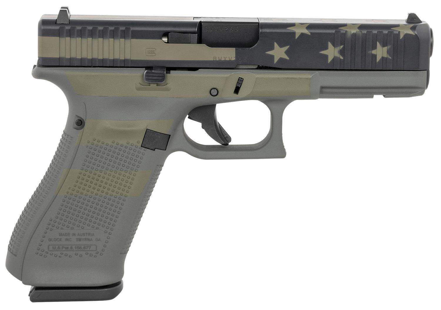Glock G17 Gen5 Pistol PA175S204OP, 9mm Luger, 4.49", Picatinny Rail, Operator Flag Cerakote Finish, 17 Rds