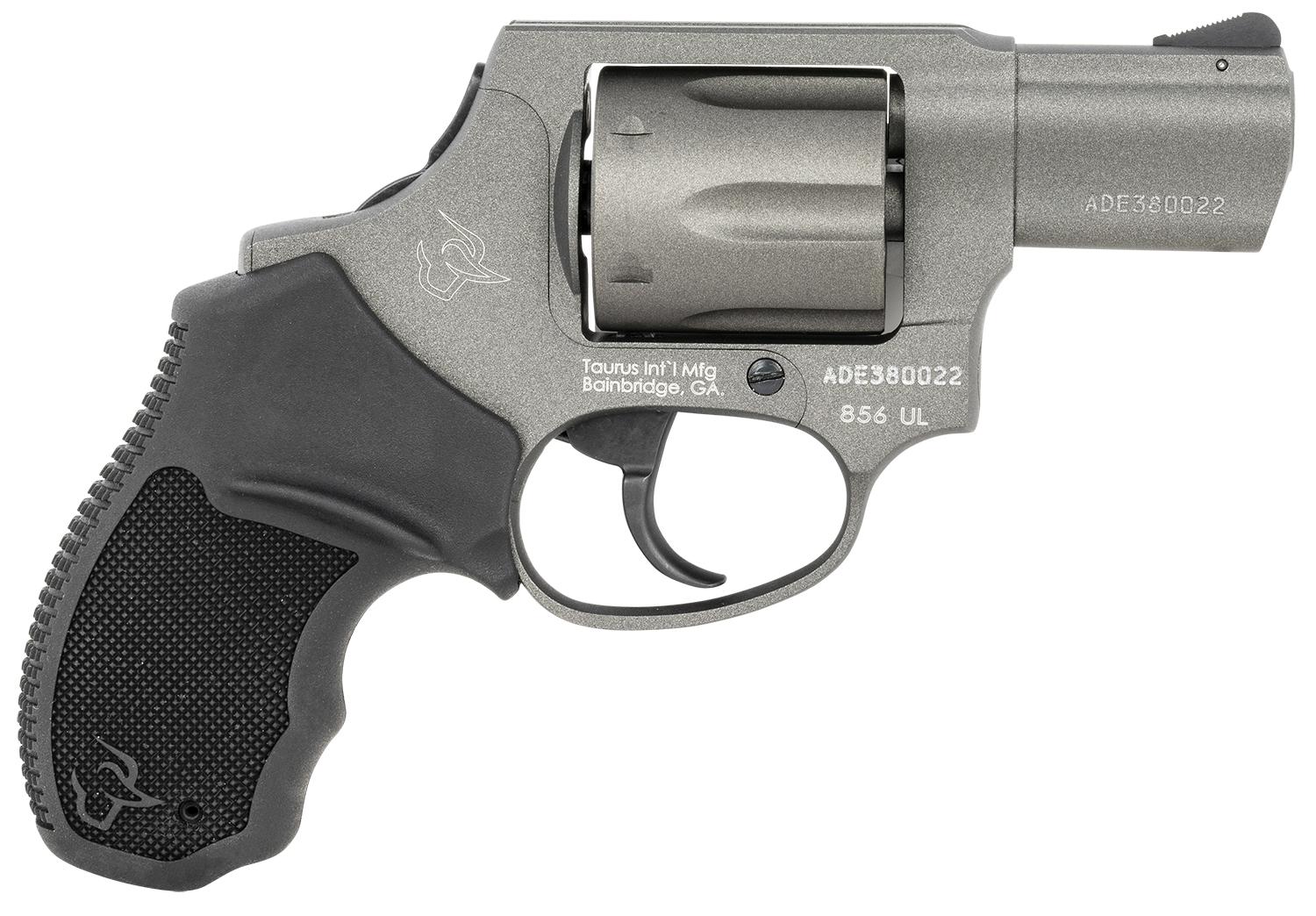 Taurus 856 DAO Revolver 285602CULCH, 38 Special +P, 2", Rubber Grips, Anodized Tungsten Finish, 6 Rds