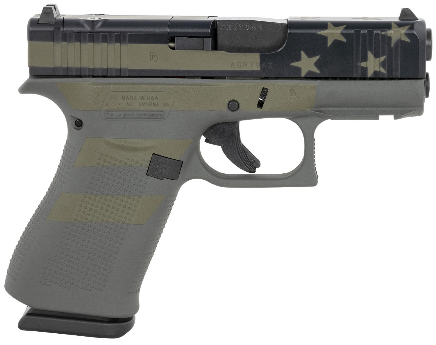 Glock 43X Pistol UX4350204FRMOSOP, 9mm, 3.41", Operator Flag Cerakote Finish, 10 Rds