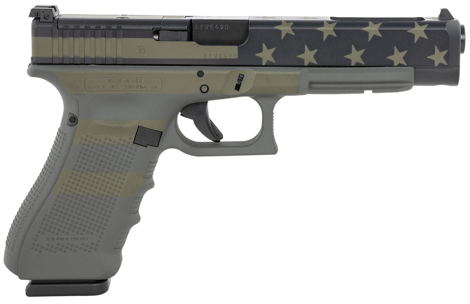 Glock G34 Gen4 Competition MOS UG3430104MOSOP, 9mm Luger, 5.31", Operator Flag Cerakote Finish, 17 Rds