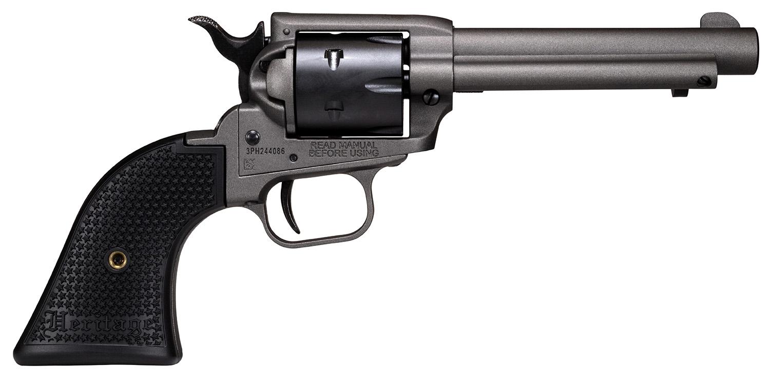 Heritage Rough Rider Revolver SRR22C4, 22 LR, 4.75", Black Polymer Grips, Tungsten Gray Cerakote, 6 Rds