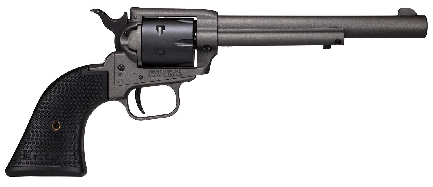 Heritage Rough Rider Revolver SRR22C6, 22 LR, 6.50", Black Polymer Grips, Tungsten Gray Cerakote, 6 Rds