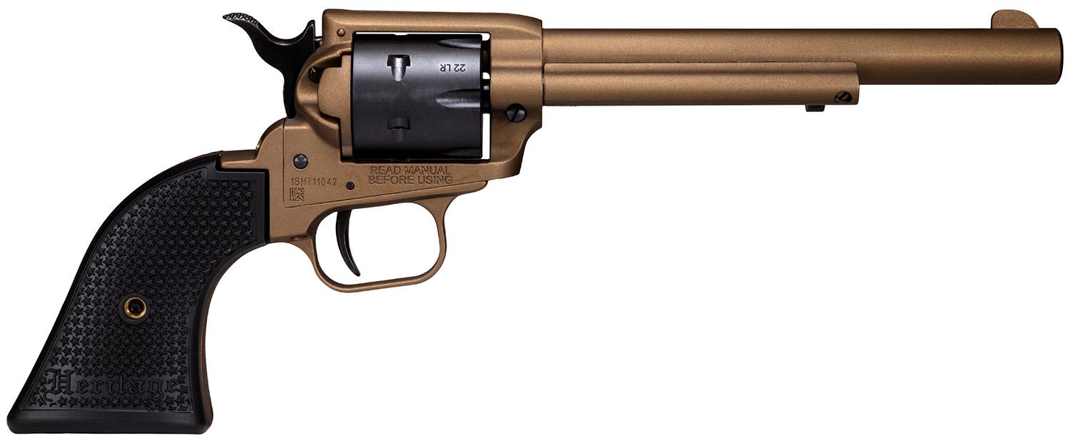 Heritage Rough Rider SAO Revolver SRR22A6, 22 LR, 6.50", Black Polymer Grips, Burnt Bronze Finish, 6 Rds