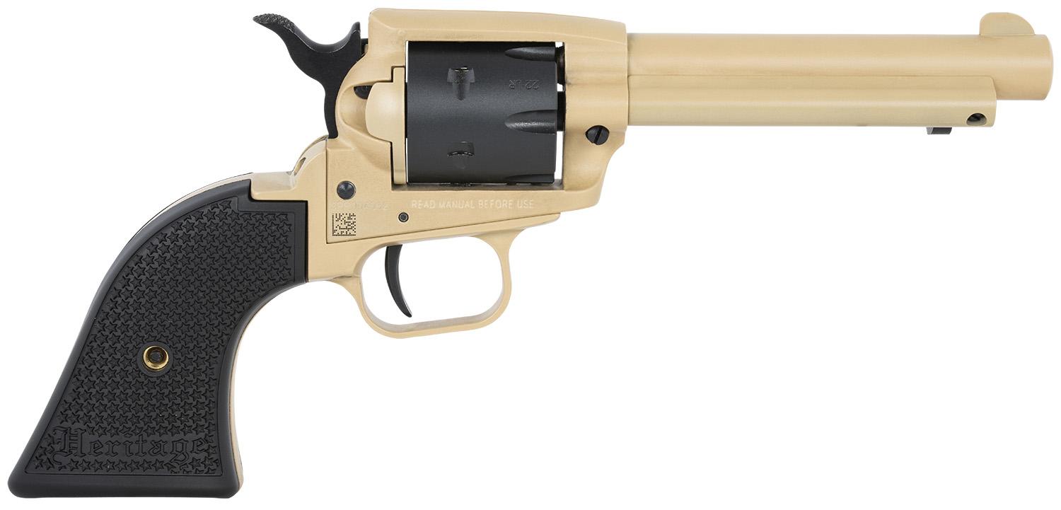 Heritage Rough Rider SAO Revolver SRR22V4, 22 LR, 4.75", Black Polymer Grips, Sabre Sand Cerakote, 6 Rds