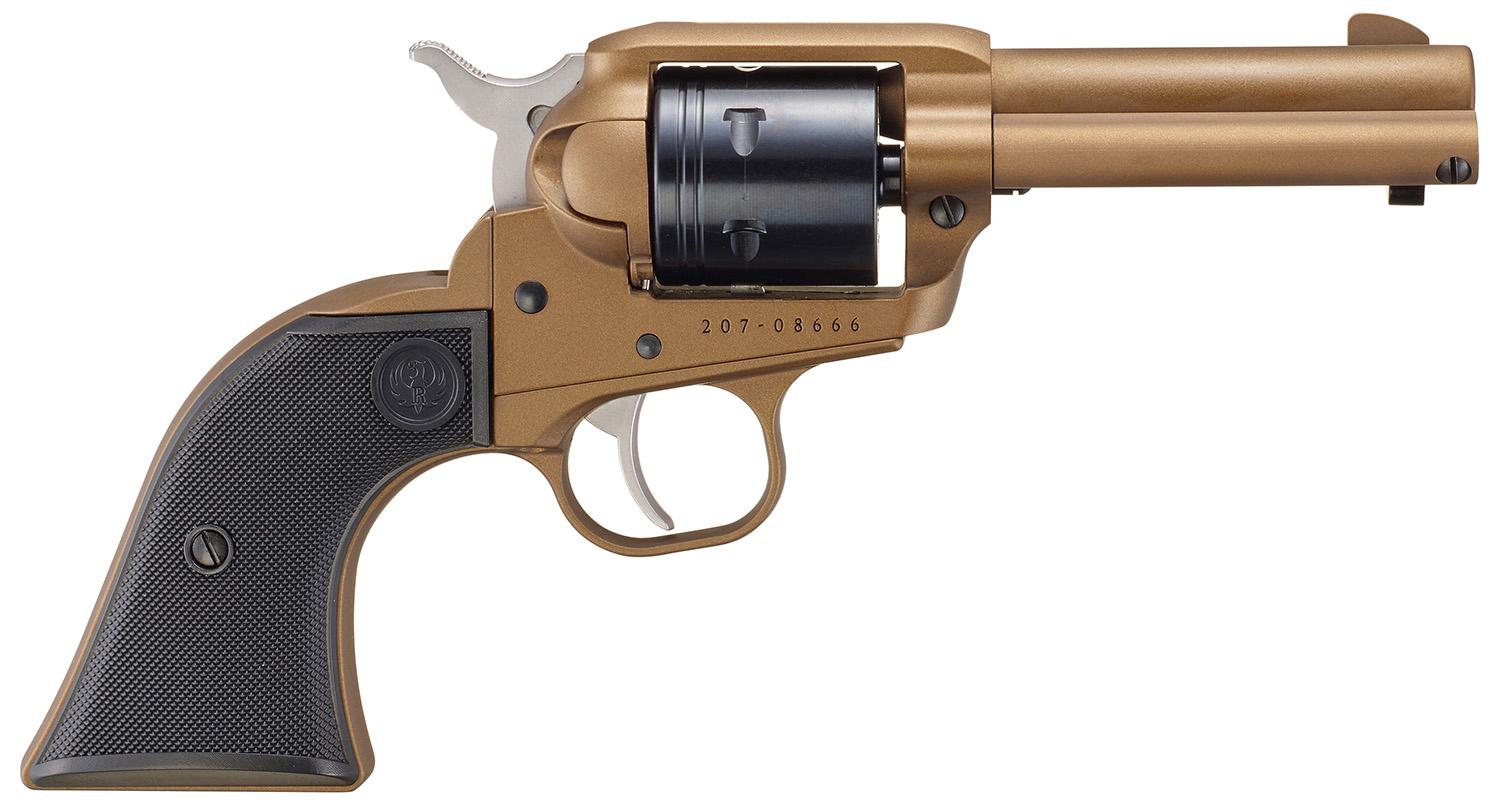Ruger Wrangler SAO Revolver 2054, 22 LR, 3.75", Black Checkered Polymer Grips, Burnt Bronze Cerakote, 6 Rd