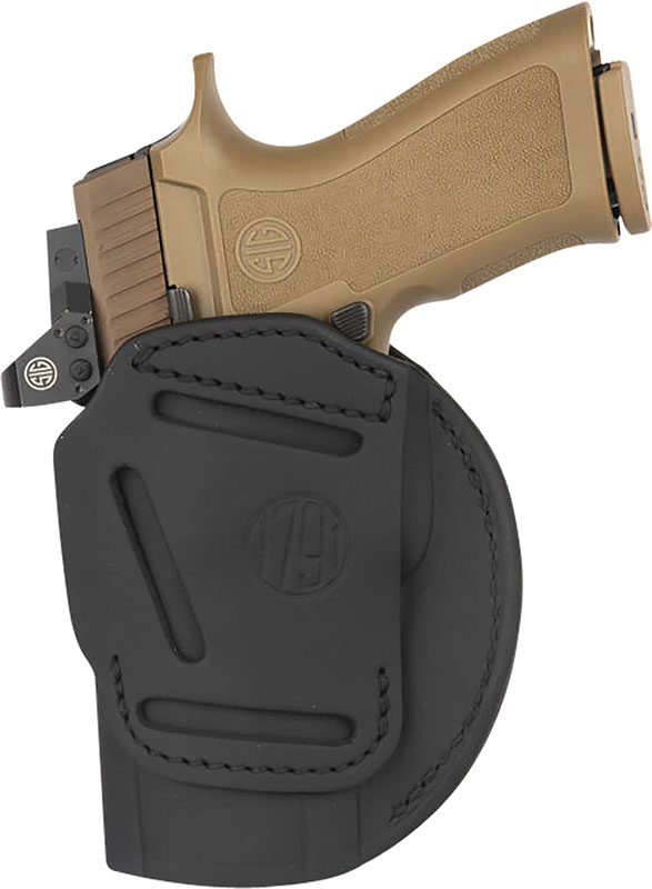 1791 Gunleather 4-Way Holster (4WH-6-SBL-R), Size 6, IWB/OWB, Ambidextrous, Black Leather