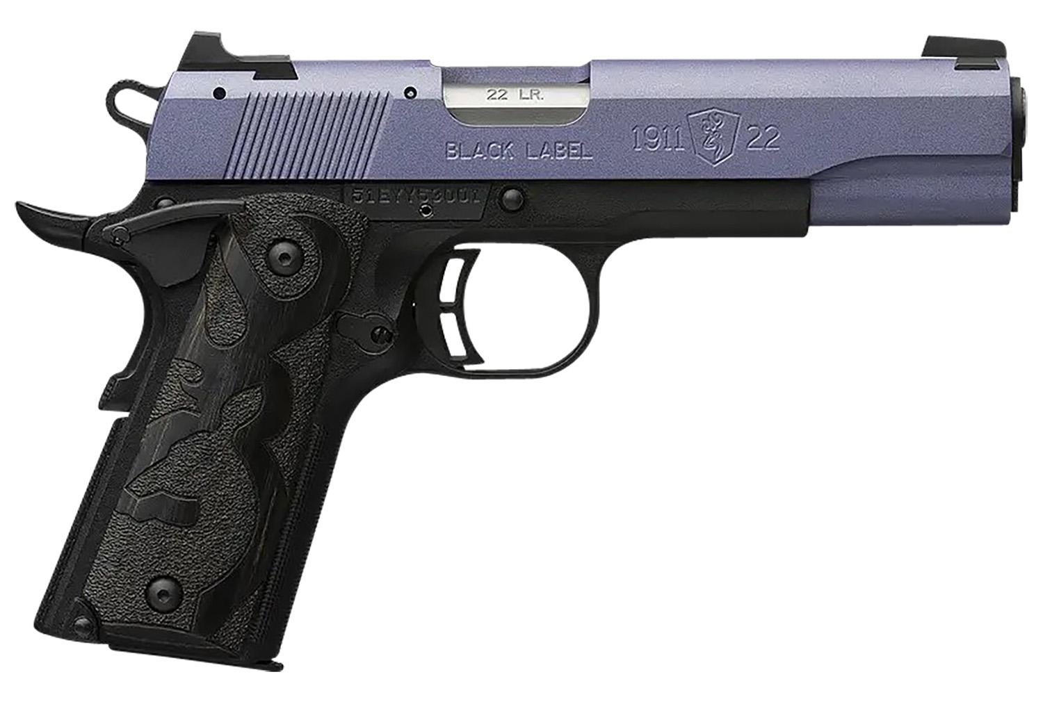 Browning Arms 1911 Black Label Pistol 051893490, 22 LR, 4.25", Black Laminate Wood Grips, Crushed Orchid Cerakote Finish, 10 Rds